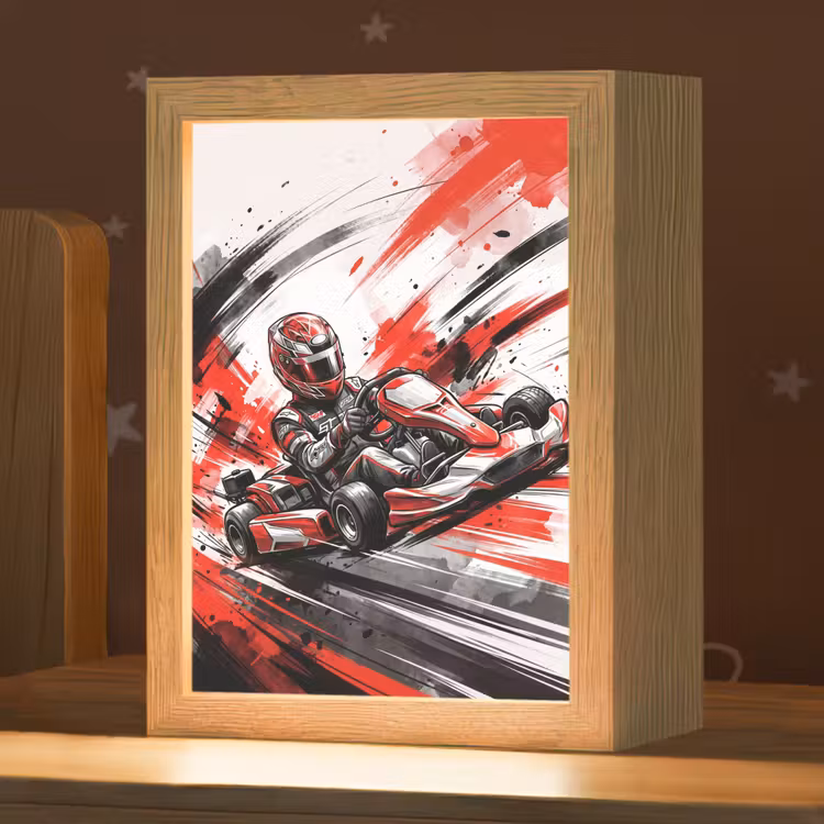 Kart - Coureur - Snelheid - Rood Light Box met kabel (Kinderlampje) klein -zzz_3d_website