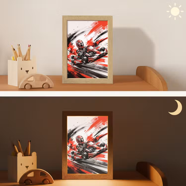 Kart - Coureur - Snelheid - Rood Light Box met kabel (Kinderlampje) klein -sfeer3_kind