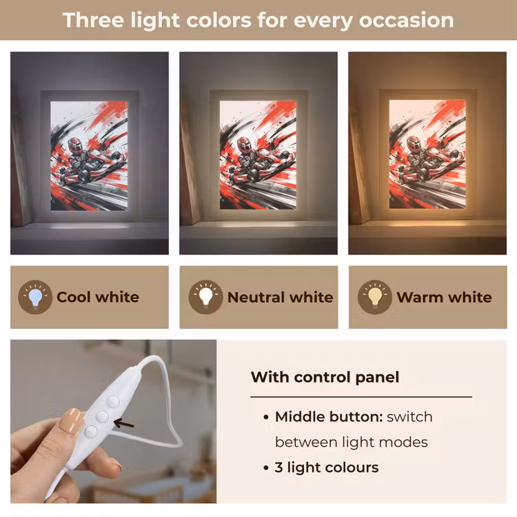 Kart - Coureur - Snelheid - Rood Light Box met kabel (Kinderlampje) klein -USP_lichtkleurEN