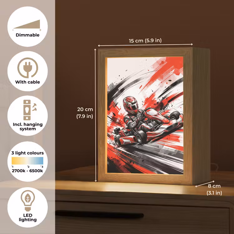 Kart - Coureur - Snelheid - Rood Light Box met kabel (Kinderlampje) klein -USP_EN