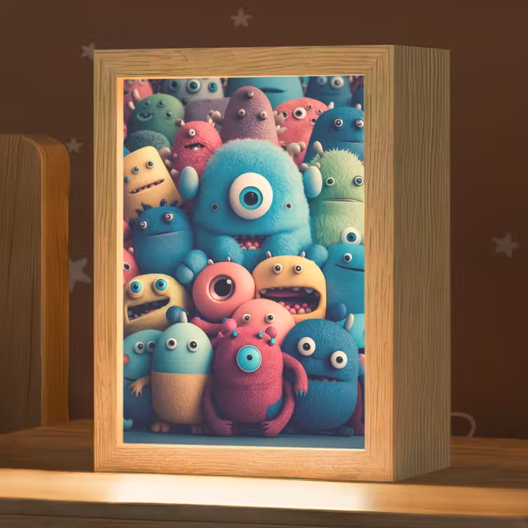 Kids - Monster - Regenboog - Design - Meiden - Jongens Light Box met kabel klein -zzz_3d_website