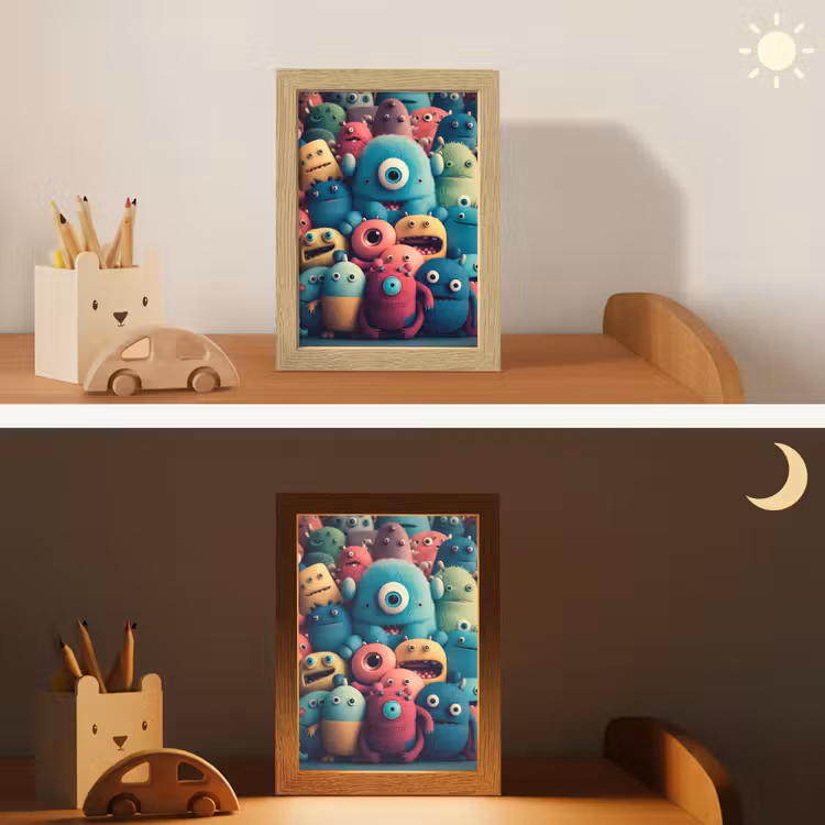 Kids - Monster - Regenboog - Design - Meiden - Jongens Light Box met kabel klein -sfeer3_kind