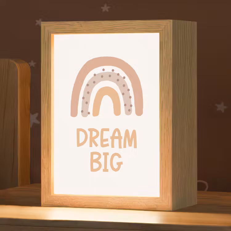 Kinderen - Regenboog - Pastel - Quote - Dream Big Light Box met kabel klein -zzz_3d_website