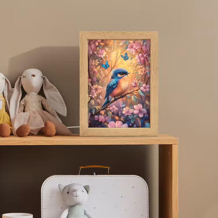 IJsvogel - Sprookjesbos - Roze - Bloemen Light Box met kabel klein -sfeer2_kind