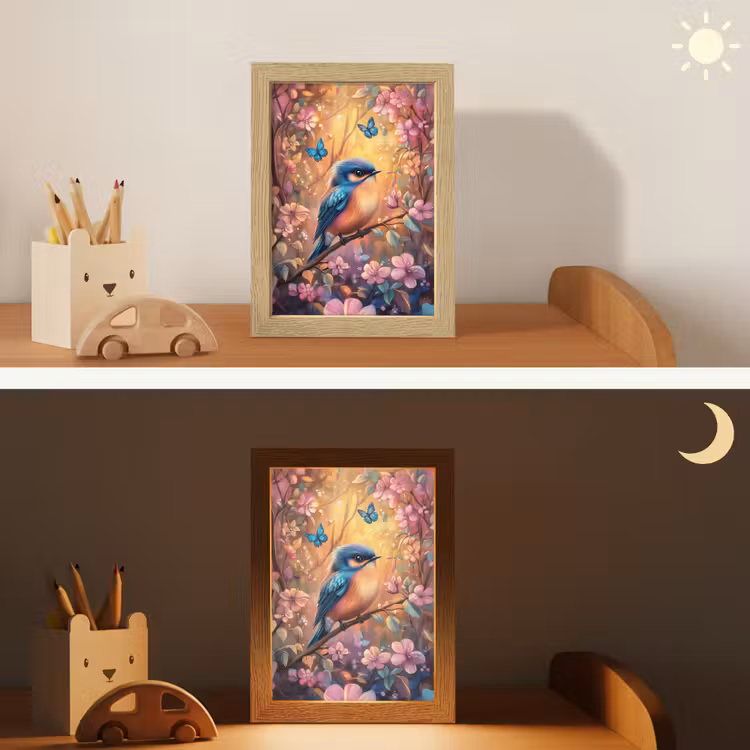 IJsvogel - Sprookjesbos - Roze - Bloemen Light Box met kabel klein -sfeer3_kind