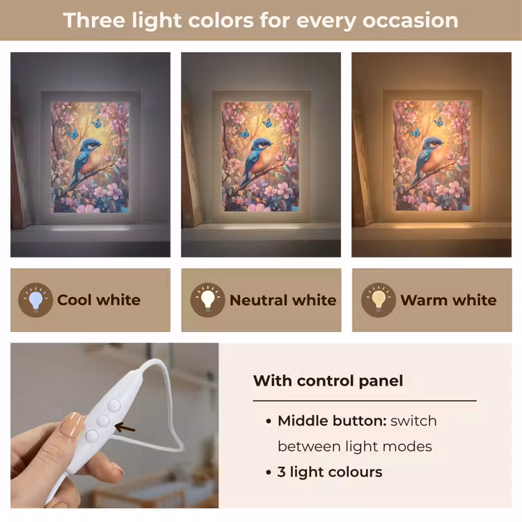 IJsvogel - Sprookjesbos - Roze - Bloemen Light Box met kabel (Kinderlampje) klein -USP_lichtkleurEN