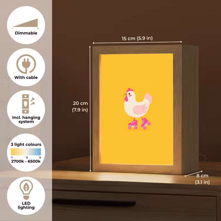 Kip - Rolschaatsen - Geel Light Box met kabel (Kinderlampje) klein -USP_EN