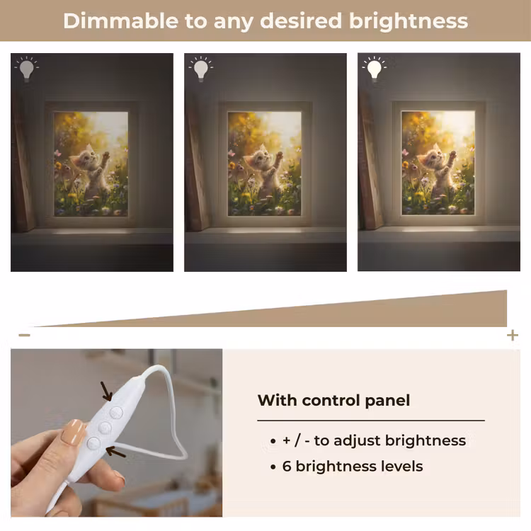Kitten - Dier - Natuur - Bloemen Light Box met kabel (Kinderlampje) klein -USP_dimbaarEN