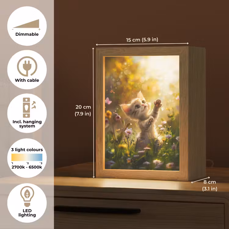 Kitten - Dier - Natuur - Bloemen Light Box met kabel (Kinderlampje) klein -USP_EN