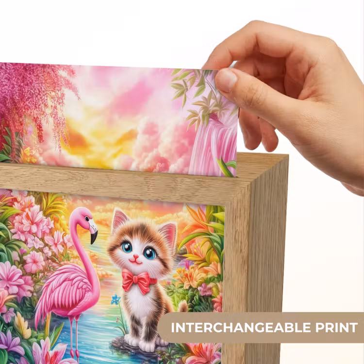 Kitten - Flamingo - Bloemen Light Box met kabel (Kinderlampje) klein -USP_websiteprintEN