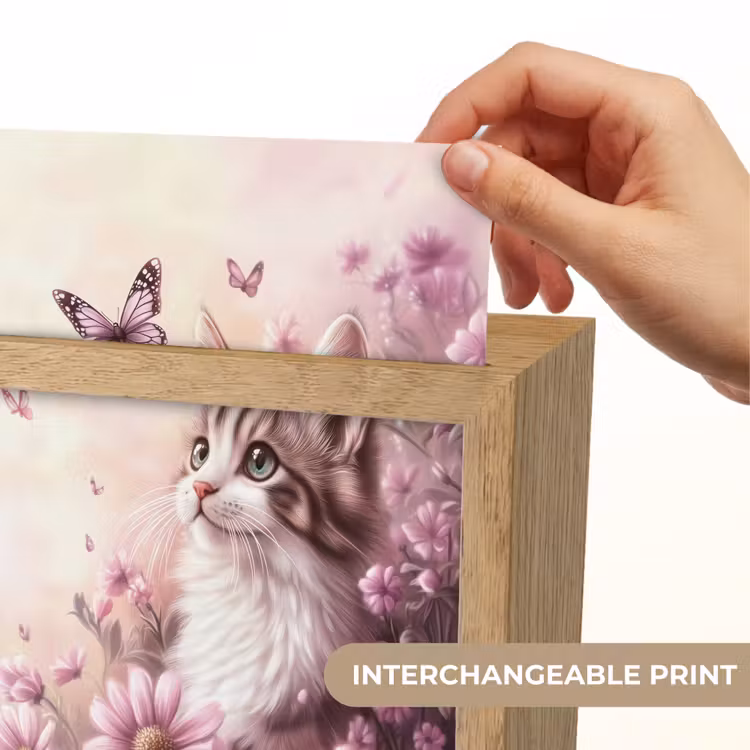 Kitten - Bloemen - Vlinders - Paars Light Box met kabel (Kinderlampje) klein -USP_websiteprintEN