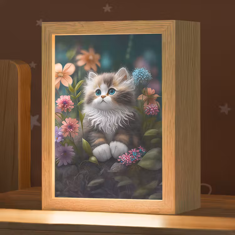 Kitten - Illustratie - Bloemen - Natuur - Kat Light Box met kabel klein -zzz_3d_website