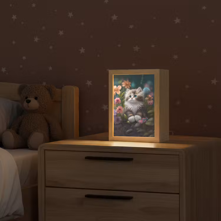 Kitten - Illustratie - Bloemen - Natuur - Kat Light Box met kabel klein -sfeer1_kind