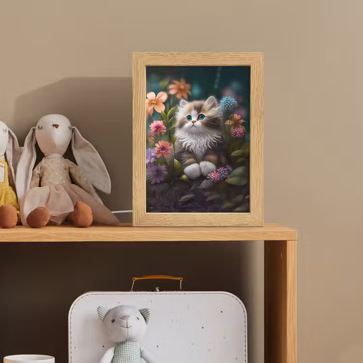 Kitten - Illustratie - Bloemen - Natuur - Kat Light Box met kabel klein -sfeer2_kind