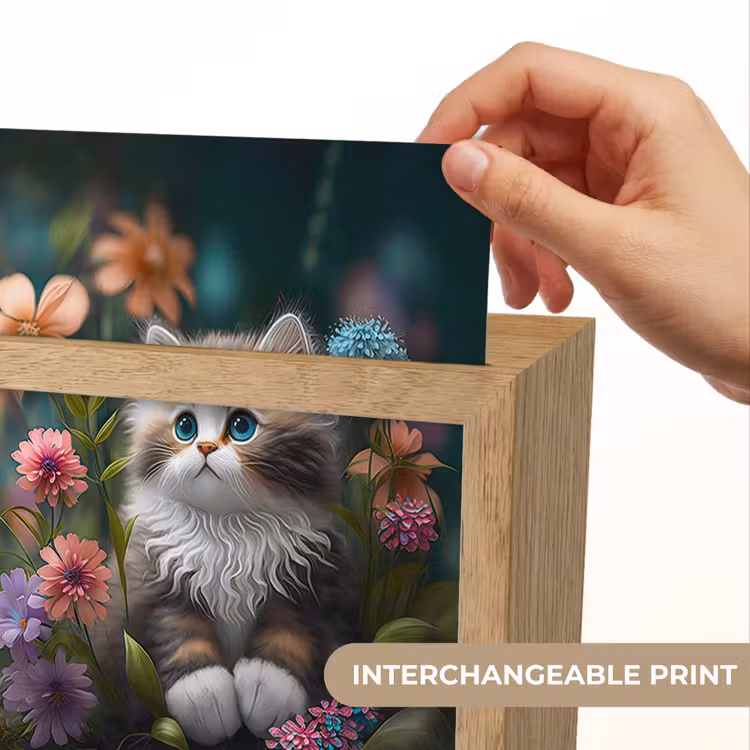 Kitten - Illustratie - Bloemen - Natuur - Kat Light Box met kabel (Kinderlampje) klein -USP_websiteprintEN