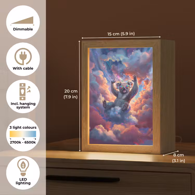 Koala - Dier - Zonnebril - Wolken Light Box met kabel (Kinderlampje) klein -USP_EN