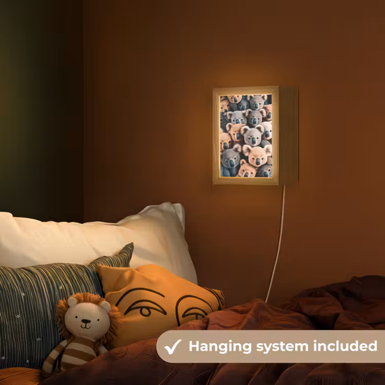 Koala - Dieren - Patronen - Grijs - Bruin - Kinderen Light Box met kabel (Kinderlampje) klein -sfeer5_kind_EN