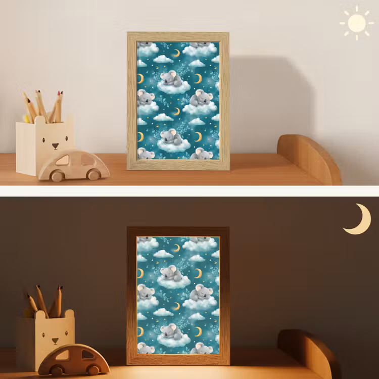 Koala's - Betoverend - Blauw Light Box met kabel (Kinderlampje) klein 904 -sfeer3_kind