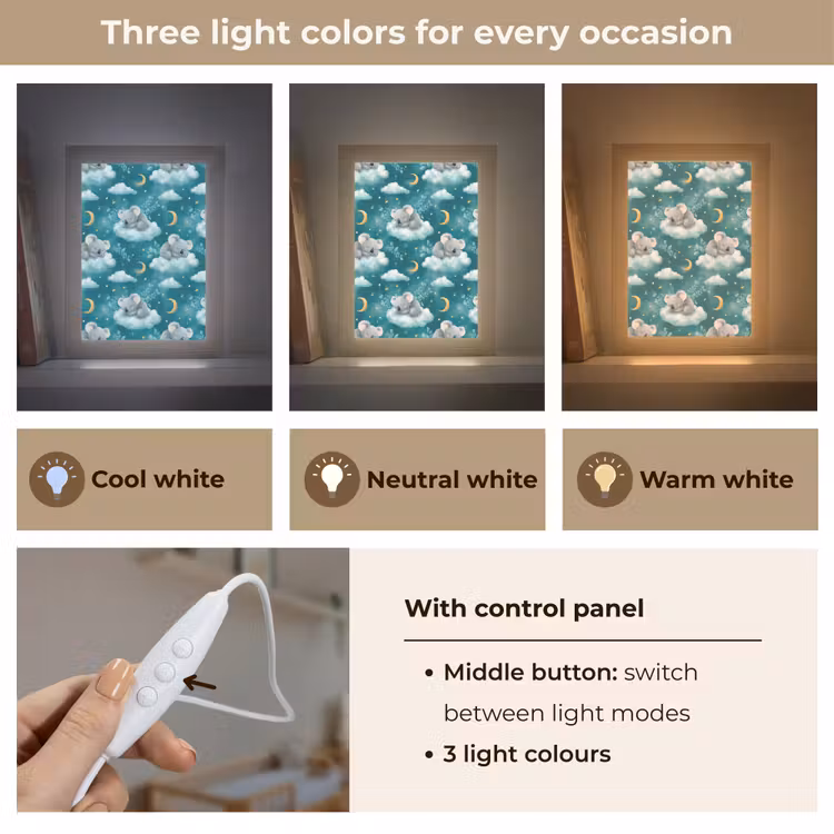 Koala's - Betoverend - Blauw Light Box met kabel (Kinderlampje) klein 904 -USP_lichtkleurEN