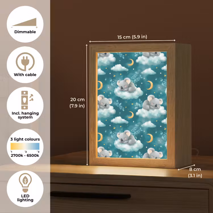 Koala's - Betoverend - Blauw Light Box met kabel (Kinderlampje) klein 904 -USP_EN