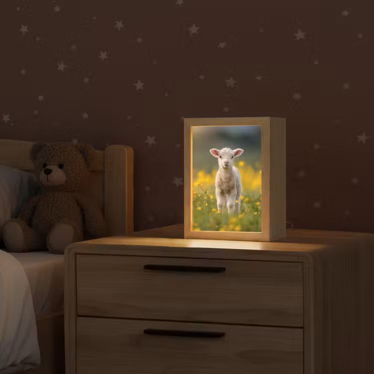 Lammetje - Gras - Bloemen - Geel Light Box met kabel klein -sfeer1_kind