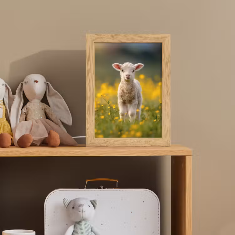 Lammetje - Gras - Bloemen - Geel Light Box met kabel klein -sfeer2_kind
