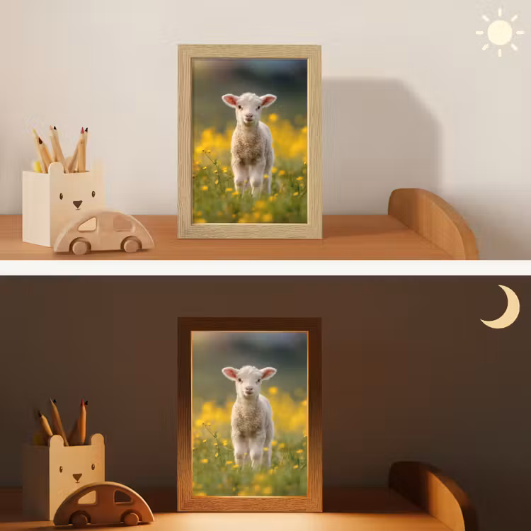 Lammetje - Gras - Bloemen - Geel Light Box met kabel klein -sfeer3_kind