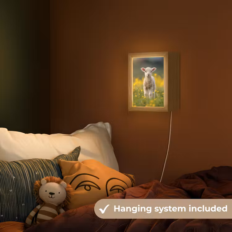 Lammetje - Gras - Bloemen - Geel Light Box met kabel (Kinderlampje) klein -sfeer5_kind_EN