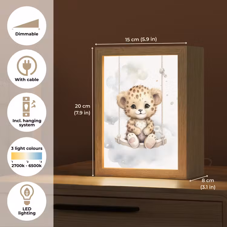 Luipaard - Dier - Kinderen Light Box met kabel (Kinderlampje) klein -USP_EN