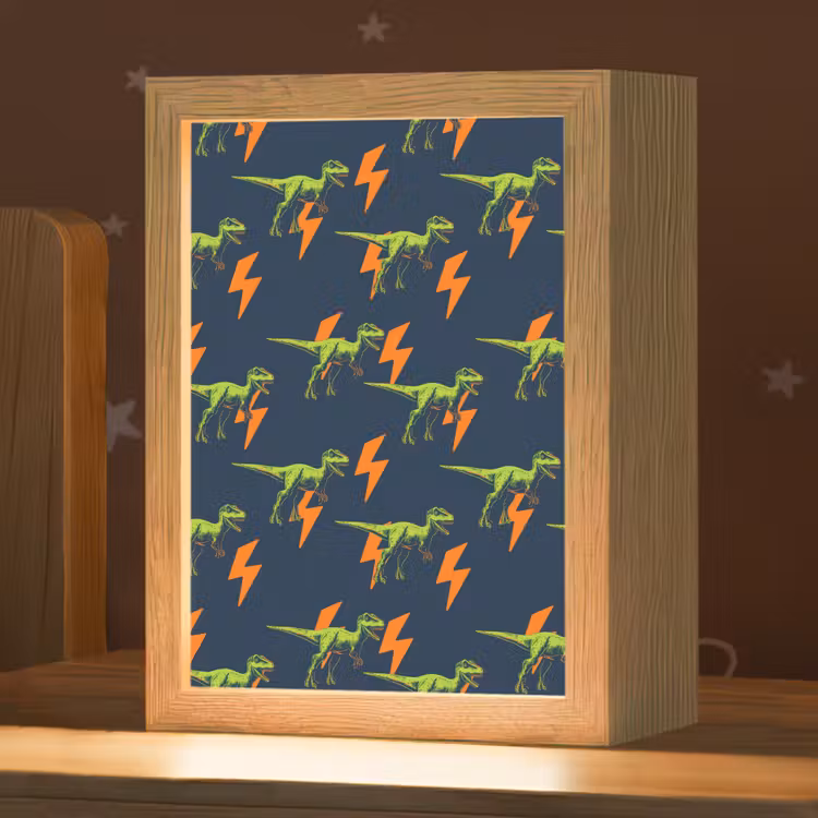 Bliksemschichten - Oranje - Dinosaurussen Light Box met kabel klein -zzz_3d_website