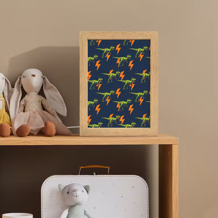 Bliksemschichten - Oranje - Dinosaurussen Light Box met kabel klein -sfeer2_kind