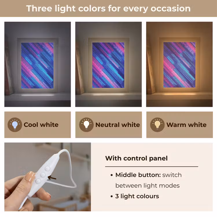 Lijnen - Abstract - Patroon - Donkerblauw Light Box met kabel (Kinderlampje) klein -USP_lichtkleurEN