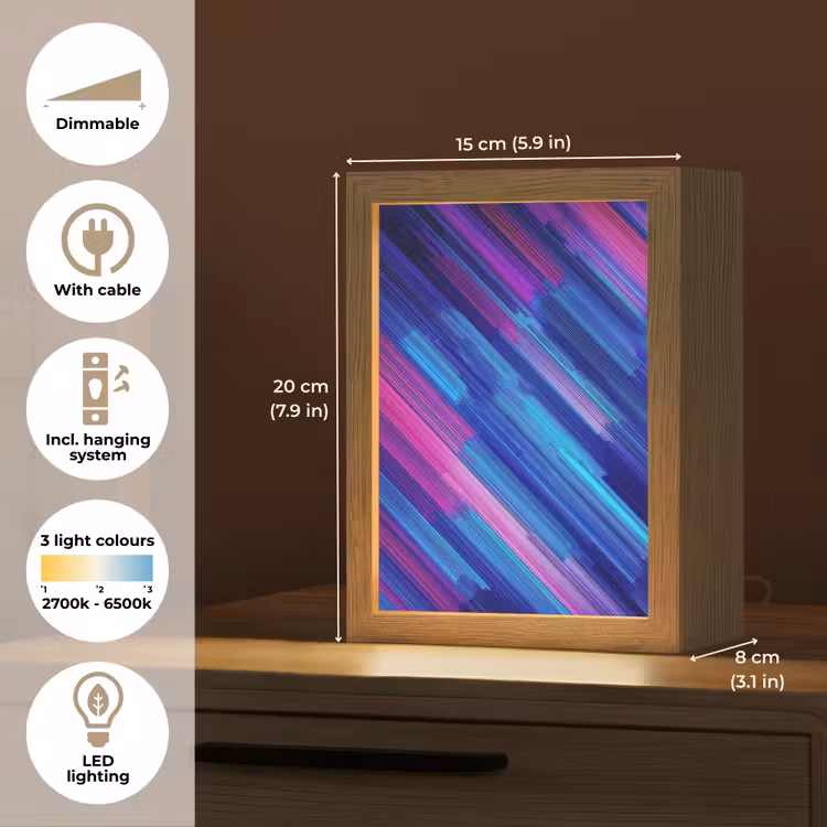 Lijnen - Abstract - Patroon - Donkerblauw Light Box met kabel (Kinderlampje) klein -USP_EN