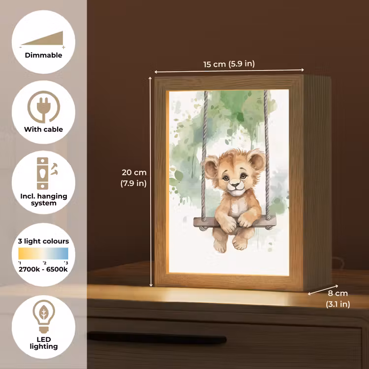 Leeuw - Dier - Kinderen - Jungle Light Box met kabel (Kinderlampje) klein -USP_EN
