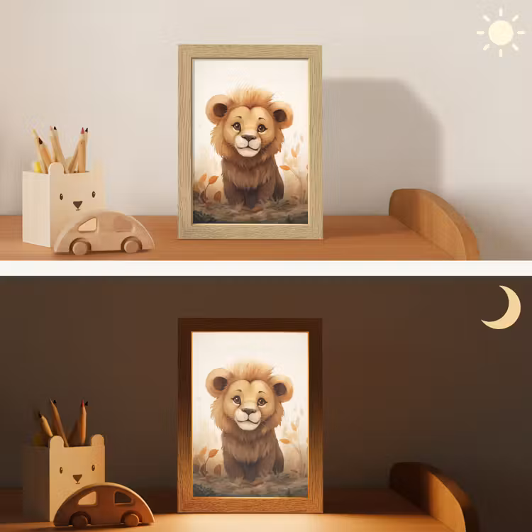 Leeuw - Dieren - Kinderen - Bruin - Meisje Light Box met kabel klein -sfeer3_kind