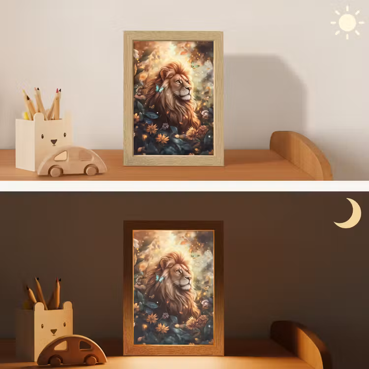 Leeuw - Dieren - Bloemen - Jungle Light Box met kabel klein -sfeer3_kind