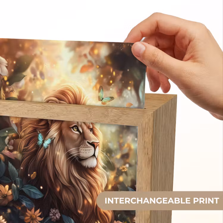 Leeuw - Dieren - Bloemen - Jungle Light Box met kabel (Kinderlampje) klein -USP_websiteprintEN