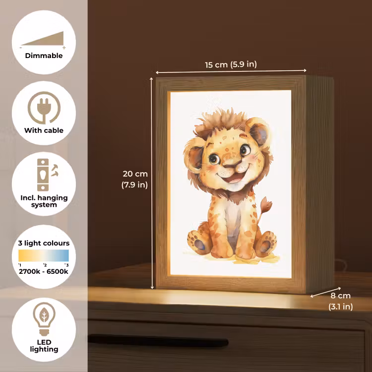 Leeuw - Baby dier Light Box met kabel (Kinderlampje) klein -USP_EN