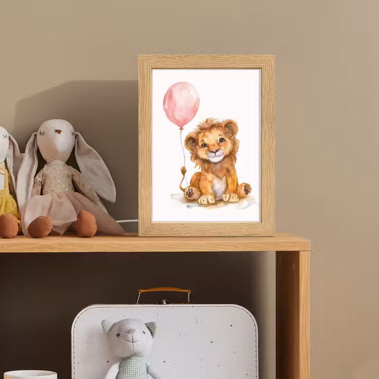 Leeuw - Baby dier - Dieren - Roze ballon Light Box met kabel klein -sfeer2_kind
