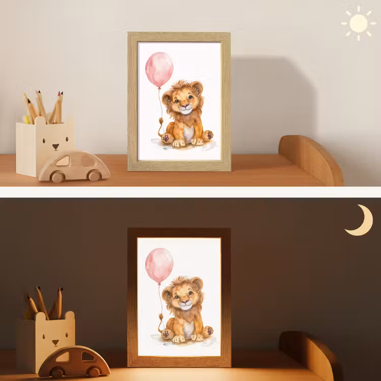 Leeuw - Baby dier - Dieren - Roze ballon Light Box met kabel klein -sfeer3_kind