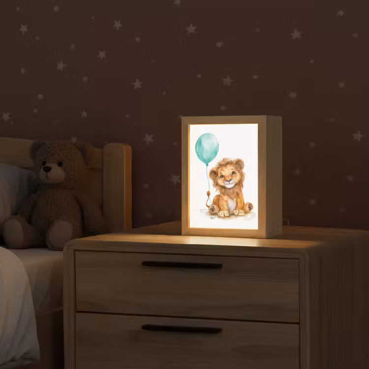 Leeuw - Baby dier - Blauwe ballon Light Box met kabel klein -sfeer1_kind