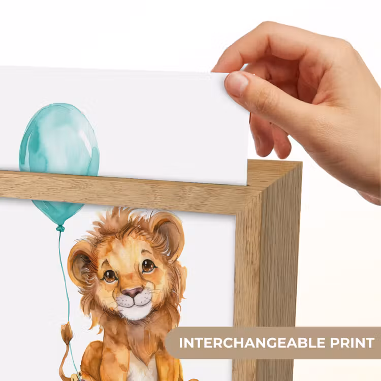 Leeuw - Baby dier - Blauwe ballon Light Box met kabel (Kinderlampje) klein -USP_websiteprintEN