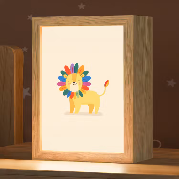 Leeuw - Kleurrijke manen - Beige Light Box met kabel klein -zzz_3d_website