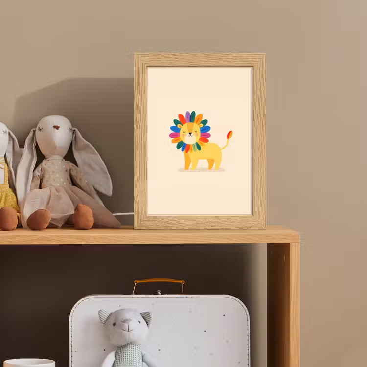 Leeuw - Kleurrijke manen - Beige Light Box met kabel klein -sfeer2_kind