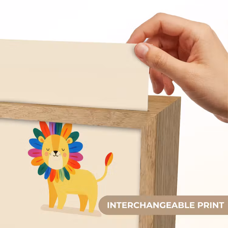 Leeuw - Kleurrijke manen - Beige Light Box met kabel (Kinderlampje) klein -USP_websiteprintEN