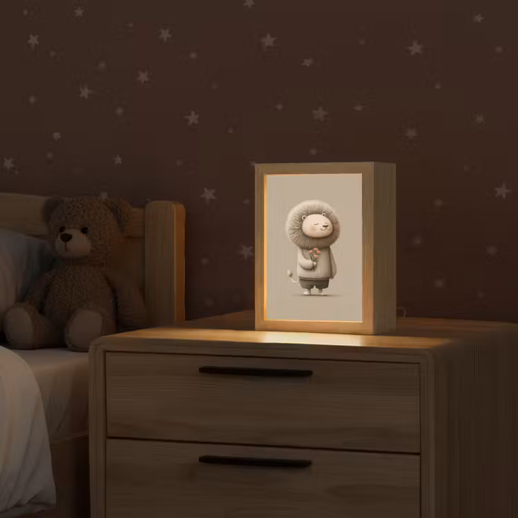 Leeuw - Oranje bloemen - Vriendelijk Light Box met kabel klein -sfeer1_kind
