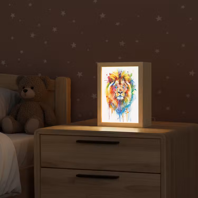 Leeuw - Verf - Kleurrijk - Wit - Dier Light Box met kabel klein -sfeer1_kind
