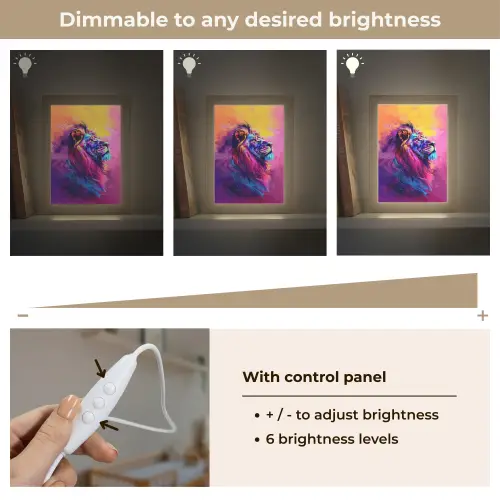 Leeuw - Verf- Kleuren - Dier Light Box met kabel (Kinderlampje) klein -USP_dimbaarEN