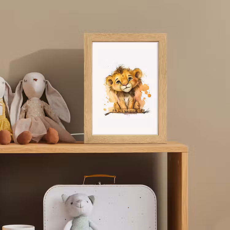 Leeuw - Waterverf - Bruin - Dieren - Meisjes - Jongens Light Box met kabel klein -sfeer2_kind