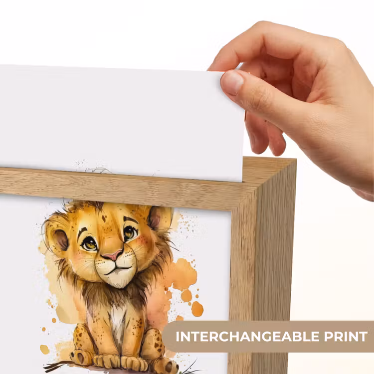 Leeuw - Waterverf - Bruin - Dieren - Meisjes - Jongens Light Box met kabel (Kinderlampje) klein -USP_websiteprintEN